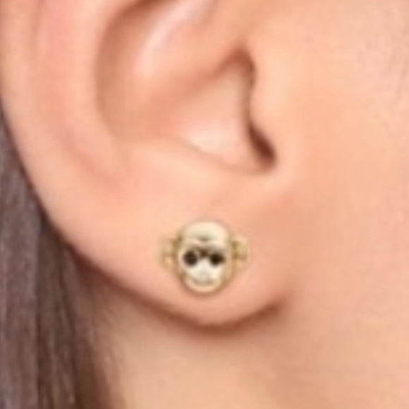 Kate Spade Gold and Black little monkey stud earrings - Picture 2 of 4